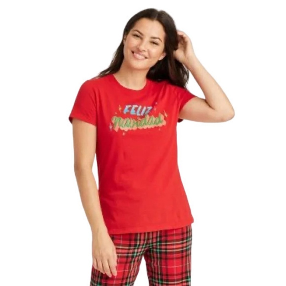 Wondershop Red Feliz Navidad Merry Happy Christmas Sleepwear PJ Shirt Top 4X